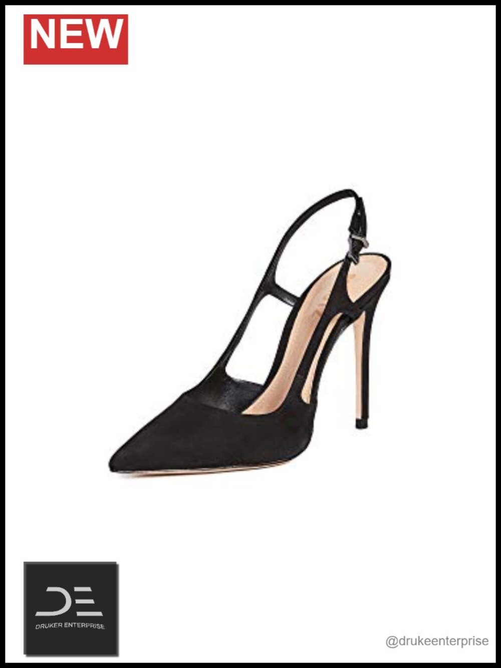Leather Pointed-Toe Stiletto Pumps Slingback Heels